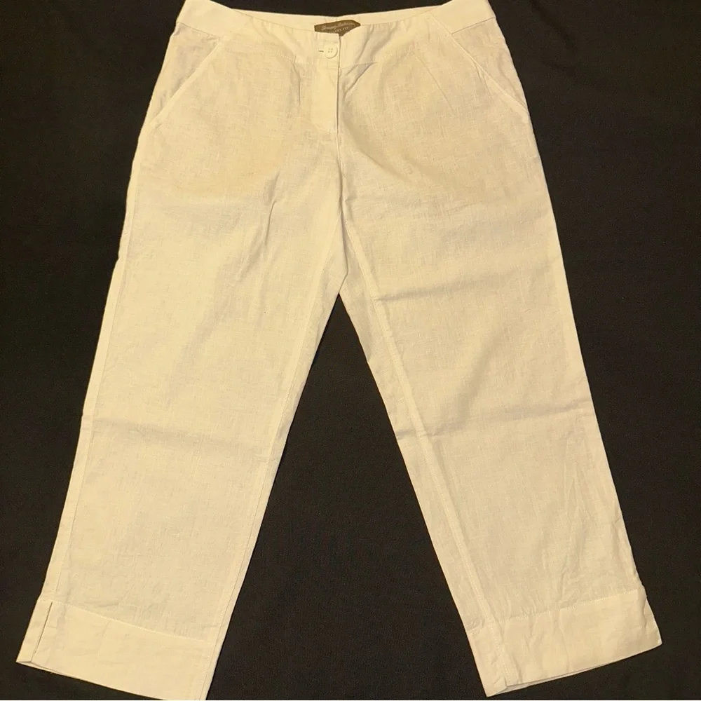 Tommy Bahama Women's Off-White Linen blend cropped Trousers size 6 Ellery fit - Picture 1 of 9
